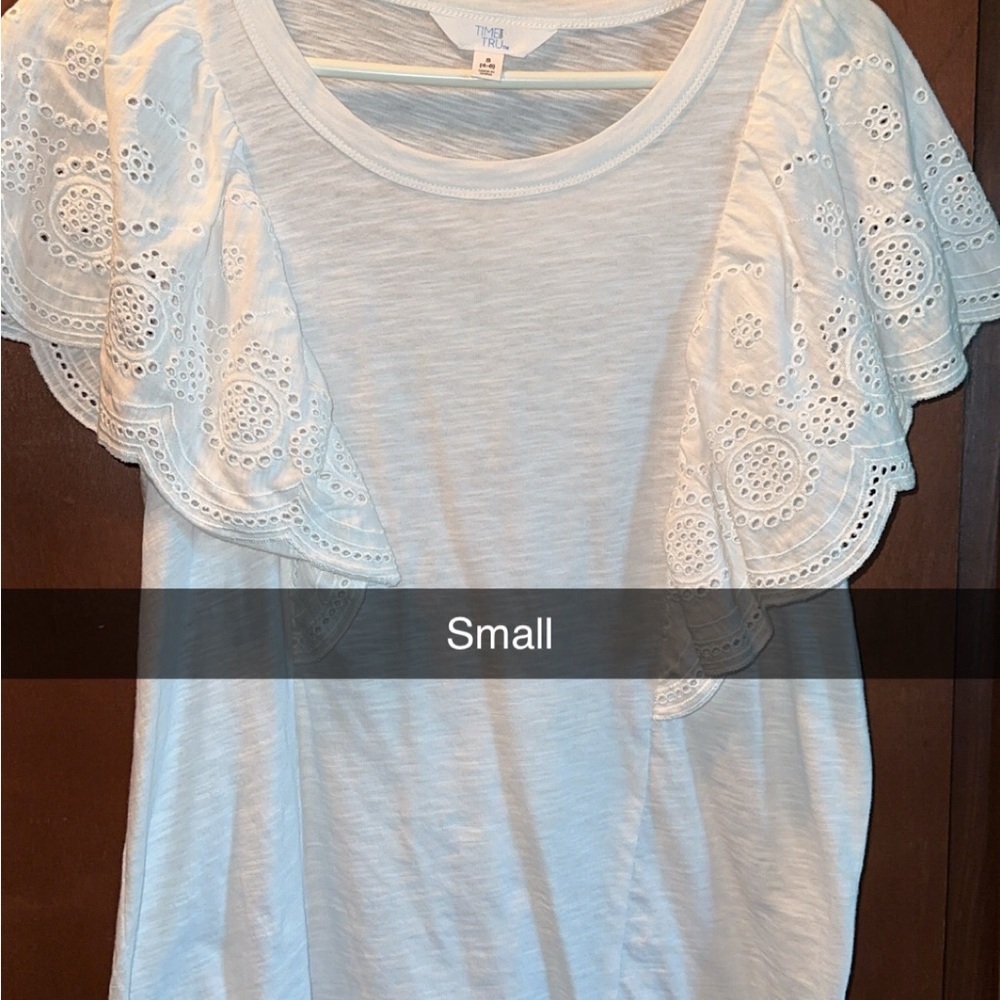 White Eyelet Sleeve Women's Top
